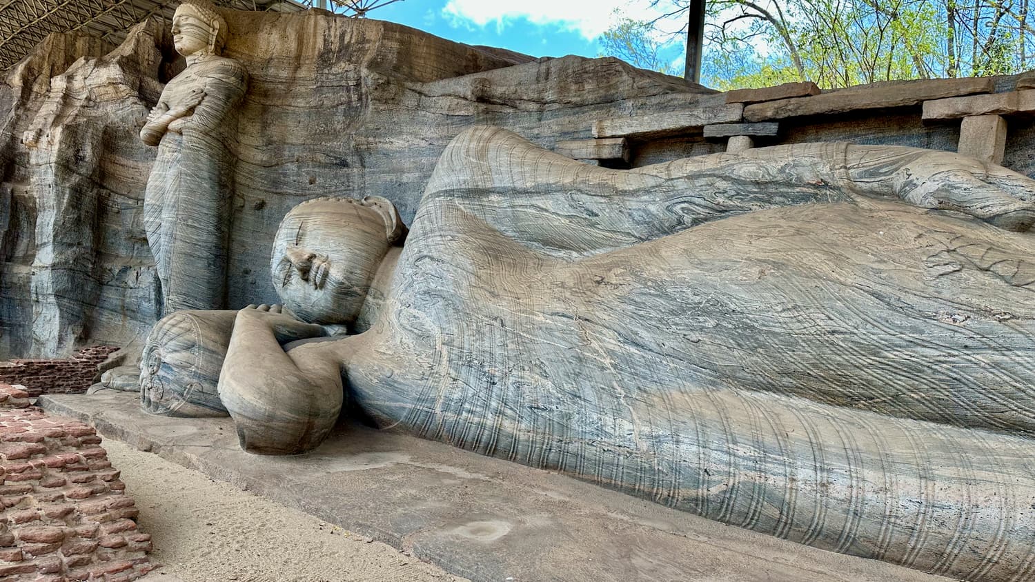 The reclining Buddha carved from granite at Gal Vihara, Polonnaruwa